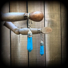 Load image into Gallery viewer, Turquoise earrings Howlite earrings Gemstone earrings Boho Stone Crystal Pierced ears Plug earrings Stretched ears Gauged earrings Tunnels