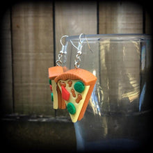 Load image into Gallery viewer, Pizza earrings Pizza jewelry Junk food jewelry Carbs Food earrings Food jewelry Tunnel earrings Novelty earrings Plug earrings Gauges