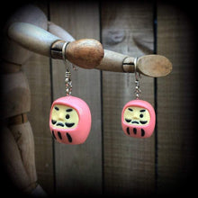 Load image into Gallery viewer, Daruma Tunnel dangles Japanese ear weights Ear hangers Plug dangles Kabuki Hanging gauges Gauged earrings Hanging gauges Hanging plugs 2g
