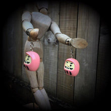 Load image into Gallery viewer, Daruma Tunnel dangles Japanese ear weights Ear hangers Plug dangles Kabuki Hanging gauges Gauged earrings Hanging gauges Hanging plugs 2g