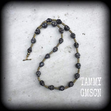 Load image into Gallery viewer, Voodou necklace, Voodoo necklace, Ogoun necklace, Stone necklace, Santeria necklace, Beaded necklace Bronze necklace, Ogoun jewelry, Loa
