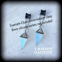Load image into Gallery viewer, Moonstone ear weights, Opalite ear hangers, Tunnel dangles, Plug dangles, Hanging gauges, Plug weights, Tunnel weights, Gauged earrings 0g