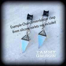 Load image into Gallery viewer, Opalite earrings, Moonstone earrings, Crystal, Quartz, Dangle earrings, Boho earrings, Chakra jewelry, Tunnel earrings, Plug earrings 6g 8g