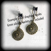 Load image into Gallery viewer, Fibonacci earrings Nautilus earrings Science earrings Nerd earrings Geometry jewelry Scared geometry Plug earrings Tunnel earrings Gauges 8g