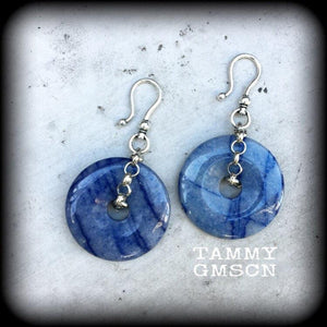 2 gauge 0 gauge ear weights Blue aventurine ear weights Stone ear hanger Gemstone Tunnel earrings Gauged earrings 00g 0g 2g 4g 6g 8g 10g 12g