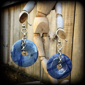 2 gauge 0 gauge ear weights Blue aventurine ear weights Stone ear hanger Gemstone Tunnel earrings Gauged earrings 00g 0g 2g 4g 6g 8g 10g 12g