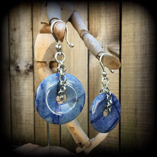 Load image into Gallery viewer, 2 gauge 0 gauge ear weights Blue aventurine ear weights Stone ear hanger Gemstone Tunnel earrings Gauged earrings 00g 0g 2g 4g 6g 8g 10g 12g