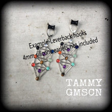 Load image into Gallery viewer, Esoteric earrings Tree of Life earrings Kaballah Gemstone earrings Quaballah earrings Witchy earrings Occult earrings Rosicrucian  0g 2g