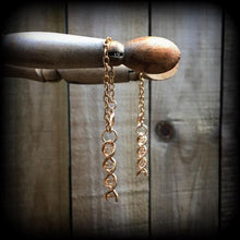 Load image into Gallery viewer, 6 gauge ear hangers DNA strand Tunnel dangles Plug earrings Gauged earrings Helix earrings Earrings for stretched lobes Tunnels Gauges 2g 0g