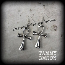 Load image into Gallery viewer, Ankh earrings Egyptian earrings Ankh jewelry Egyptian jewelry Plug earrings Tunnel earrings Nefertiti earrings Pharoah earrings Gauges 8g 6g