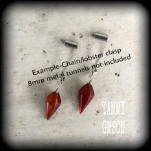 Load image into Gallery viewer, Jasper earrings Stone earrings Gemstone earrings Pendulums Red jasper earrings Boho earrings Dangly earrings Kidney hooks Leverback hooks 8g