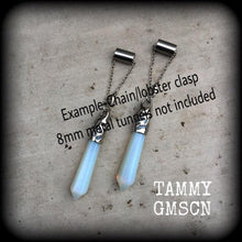 Load image into Gallery viewer, Opalite ear hangers, Gemstone ear weights, Moonstone, Plug dangles, Gauged earrings, Tunnel dangles, Hanging gauges, Plug dangles 00g 0g 2g