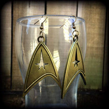 Load image into Gallery viewer, Star Trek earrings Science Fiction earrings Star Fleet earrings Trekker earrings Star Trek Insignia Plug earrings For pierced ears Gauges
