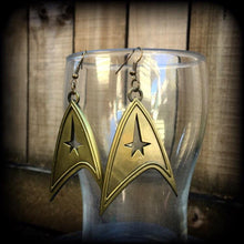 Load image into Gallery viewer, Star Trek earrings Science Fiction earrings Star Fleet earrings Trekker earrings Star Trek Insignia Plug earrings For pierced ears Gauges