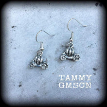 Load image into Gallery viewer, Cinderella earrings Carriage earrings Halloween earrings Pumpkin Earrings Princess earrings Jack o Lantern earrings Tunnel earrings Gauges