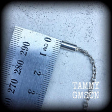 Load image into Gallery viewer, DIY Tunnel dangles 5mm 4 gauge Chain and Magnetic Clasp 6mm 2 gauge Plug earrings Plug dangle Ear weights Tunnel dangles Stretched lobes 8mm