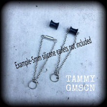 Load image into Gallery viewer, DIY Tunnel dangles 5mm 4 gauge Chain and Magnetic Clasp 6mm 2 gauge Plug earrings Plug dangle Ear weights Tunnel dangles Stretched lobes 8mm