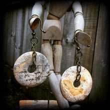 Load image into Gallery viewer, Picture Jasper ear weights Stone ear hanger Gemstone Tunnel earrings Plug earrings Tunnel dangles Gauged earrings 00g 0g 2g 4g 6g 8g