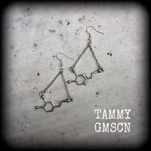 Load image into Gallery viewer, Dopamine earrings Science earrings Molecule earrings Science jewelry Chemistry earrings Nerd gifts Geek gifts Plug earrings Gauged earrings