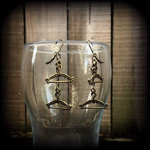 Load image into Gallery viewer, Coat Hanger earrings Cute earrings Kitsch earrings Retro earrings Kawaii earrings Boho earrings Hipster earrings Pierced ears Gauges 2g 4g