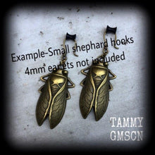 Load image into Gallery viewer, 8mm Ear weights 0 gauge Bronze ear hangers Locust Tunnel earrings for stretched lobes Stretched ears Plug danlges Gauged earrings 00g 0g 2g