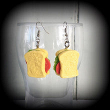 Load image into Gallery viewer, Sandwich earrings, Vegan jewelry, Food jewelry, Tunnel earrings, Plug earrings, Novelty earrings, Sandwiches, High Tea, Smoko, Gauges  2g 4g