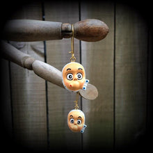 Load image into Gallery viewer, Japanese earrings Hyottoko earrings Okame Otafuku Plug earrings Lucky charm Tunnel earrings Gauged earrings Kawaii For stretched ears Gauges