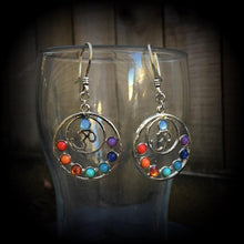 Load image into Gallery viewer, 8 gauge Chakra ear hangers 3mm ear weights 6 gauge tunnel dangles 0 gauge plug dangles 00 gauge tunnel dangles Hanging gauges Gauges 0g 2g