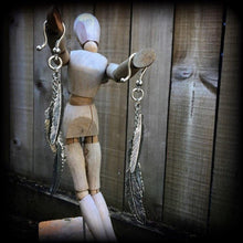 Load image into Gallery viewer, 2 gauge ear hangers, 0 gauge weights, 6mm tapers, Feather ear weights, Plug dangles, Hanging gauges, Tunnel dangles, Gauged earrings, 00g 0g