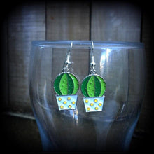 Load image into Gallery viewer, Cactus earring Cactus jewelry Succulent earrings Plant jewelry Vegan jewelry Cute earrings Tunnel earrings Plug earrings Tunnel dangles 3mm