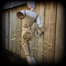 Load image into Gallery viewer, 8 gauge earrings LSD ear hangers Molecule 6 gauge ear weights 8mm tunnel dangles 6mm 4 gauge plug dangle 2 gauge gauged earrings 0g 2g 4g