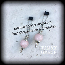 Load image into Gallery viewer, Rose Quartz earrings, Boho earrings, Ball earrings, Silver earrings, Chakra earrings, Pendulum, Wicca, Earrings for pierced ears, Crystal
