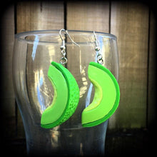 Load image into Gallery viewer, Avocado earrings Vegan Vegetable Food Fruit Novelty Tunnel earrings Tunnel dangles Plug earrings Ear weights Gauged earrings Ear hangers 0g