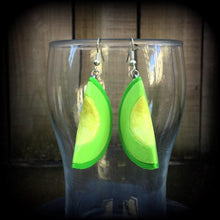 Load image into Gallery viewer, Avocado earrings Vegan Vegetable Food Fruit Novelty Tunnel earrings Tunnel dangles Plug earrings Ear weights Gauged earrings Ear hangers 0g