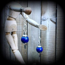 Load image into Gallery viewer, Lapis Lazuli Earrings Gemstone earrings Pendulum earrings Lapis Lazuli ear weights Ball earrings Pierced ears Gauged earrings Plug earrings