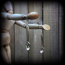 Load image into Gallery viewer, Teaspoon earrings Tea Party earrings Plug earrings Food jewelry Tunnel earrings Spoon earrings Pierced ears Plug dangles Gauges 2g 4g 6g 8g