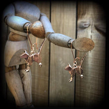 Load image into Gallery viewer, Geometric earrings, Dog earrings, Animal earrings, Origami jewelry, Pet earrings, Geometric jewelry, Plug earrings, Tunnel dangles, Gauges