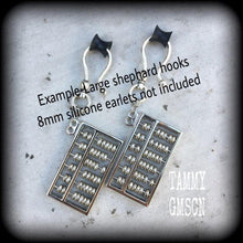 Load image into Gallery viewer, 2 gauge 6mm ear weights Abacus Steampunk 0 gauge 8mm ear hangers Plug gauges Plug dangles Tunnel dangles Gauged earrings Hanging gauges 8g