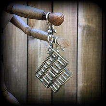 Load image into Gallery viewer, 2 gauge 6mm ear weights Abacus Steampunk 0 gauge 8mm ear hangers Plug gauges Plug dangles Tunnel dangles Gauged earrings Hanging gauges 8g