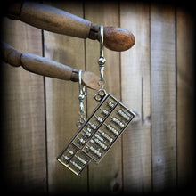 Load image into Gallery viewer, 2 gauge 6mm ear weights Abacus Steampunk 0 gauge 8mm ear hangers Plug gauges Plug dangles Tunnel dangles Gauged earrings Hanging gauges 8g