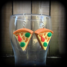 Load image into Gallery viewer, Pizza earrings Pizza jewelry Junk food jewelry Carbs Food earrings Food jewelry Tunnel earrings Novelty earrings Plug earrings Gauges