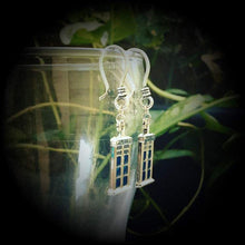 Load image into Gallery viewer, 3mm Tardis ear hangers 8 gauge Dr Who plug dangles Science Fiction weights Nerd earrings Plug dangles Gauged earrings 8mm tunnel dangles 6mm