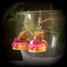 Load image into Gallery viewer, Rilakkuma earrings Kawaii Earrings Kitsch earrings Bear earrings Hello Kitty earrings Kawaii Japanese earrings Cute earrings Plug earrings