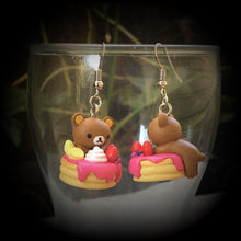 Load image into Gallery viewer, Rilakkuma earrings Kawaii Earrings Kitsch earrings Bear earrings Hello Kitty earrings Kawaii Japanese earrings Cute earrings Plug earrings