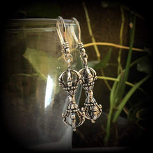 Load image into Gallery viewer, Tibetan ear weights, Dorje Vajra ear hangers, Ethnic ear weights, Tunnel dangles, Plug dangles, Buddha weights, Hanging gauges,  00g 0g 2g