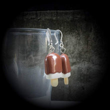 Load image into Gallery viewer, Ice Cream earrings Paddle pop earrings Ice cream jewelry Food earrings Munchies Junk food jewelry Tunnel earrings Chocolate ice cream Gauges