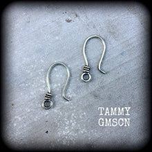 Load image into Gallery viewer, DIY hooks Antique Silver Shephards Hooks Stretched ears Ear weights Ear hangers Tunnel dangles Plug dangles Gauges 3mm 4mm 6mm 8mm 10mm