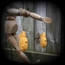 Load image into Gallery viewer, 4mm, 6 gauge, Ear hangers, Taiyaki, Plug dangles, Tunnel dangles, Tunnel hangers, Plug hanger, Gauged earrings, Hanging gauges, 00g 0g 2g 4g