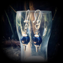 Load image into Gallery viewer, Lapis Lazuli weights Gemstone ear weights Pendulum ear hangers Tunnel dangles Hanging dangles Plug earrings Stretched ears Gauged earrings