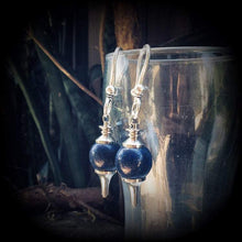 Load image into Gallery viewer, Lapis Lazuli weights Gemstone ear weights Pendulum ear hangers Tunnel dangles Hanging dangles Plug earrings Stretched ears Gauged earrings